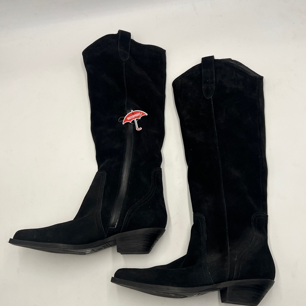 Blondo Black Heeled Boots with Suede Finish Waterproof - Picture 2 of 5
